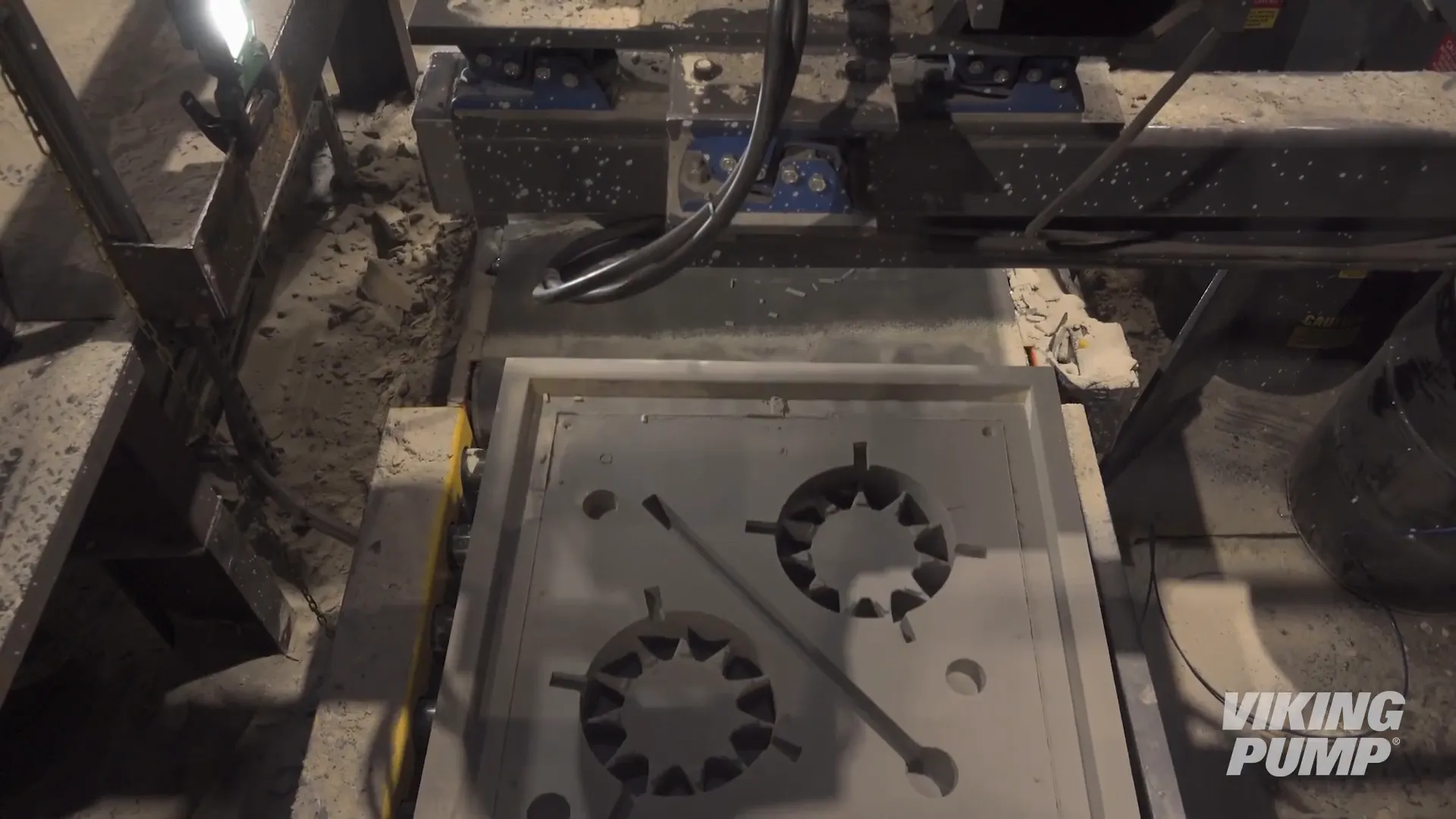 top-down view of a new mold being cast